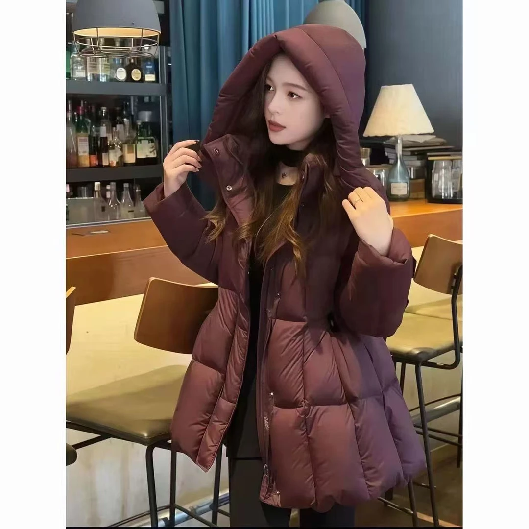 2025新款小个子收腰气质修身显瘦洋气连帽时尚保暖棉服外套5508