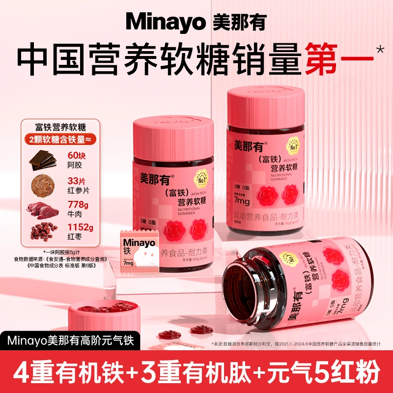 Minayo美那有高阶元气铁7mg富铁软糖儿童女性孕妇姨妈期独立包装