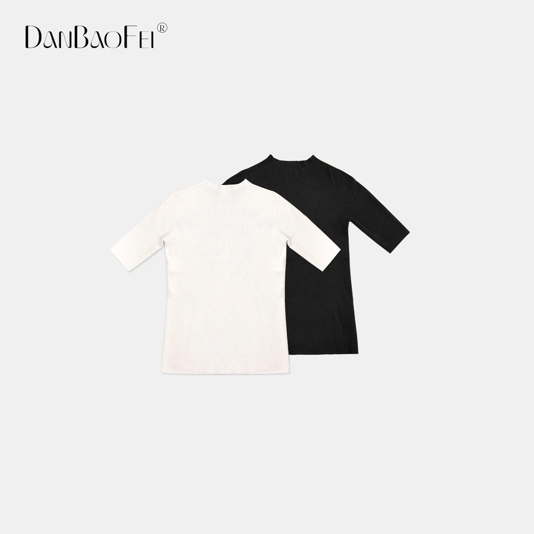 //2024秋女装简约修身显瘦多色半高领绵羊毛中袖 YLM0048