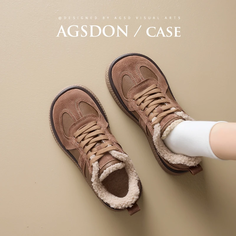 Y144231加绒德训鞋女2024新款秋冬季棉鞋厚底增高休闲运动板鞋子