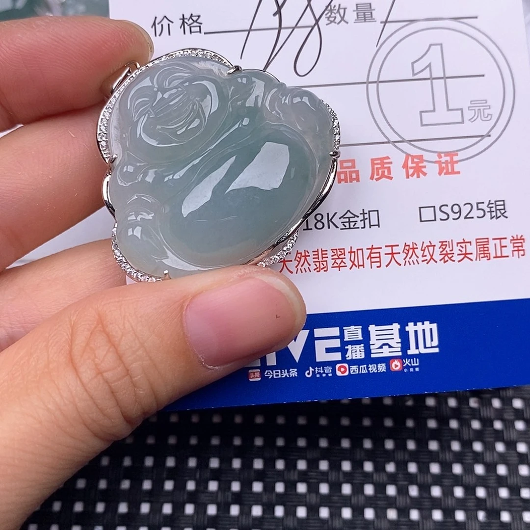 M***何翡翠银S925镶嵌颈饰