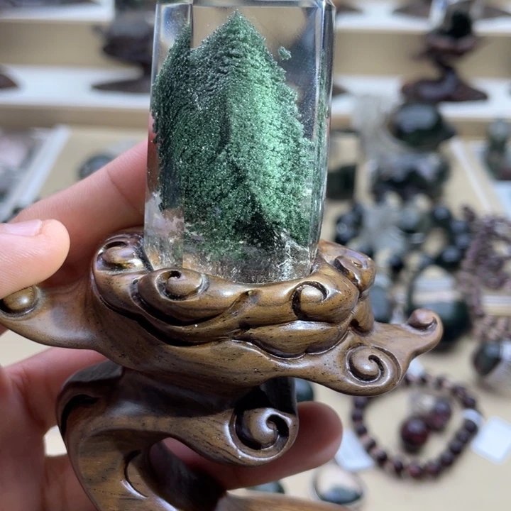 未镶嵌吊坠(不含链)水晶绿幽灵金字塔摆件定制