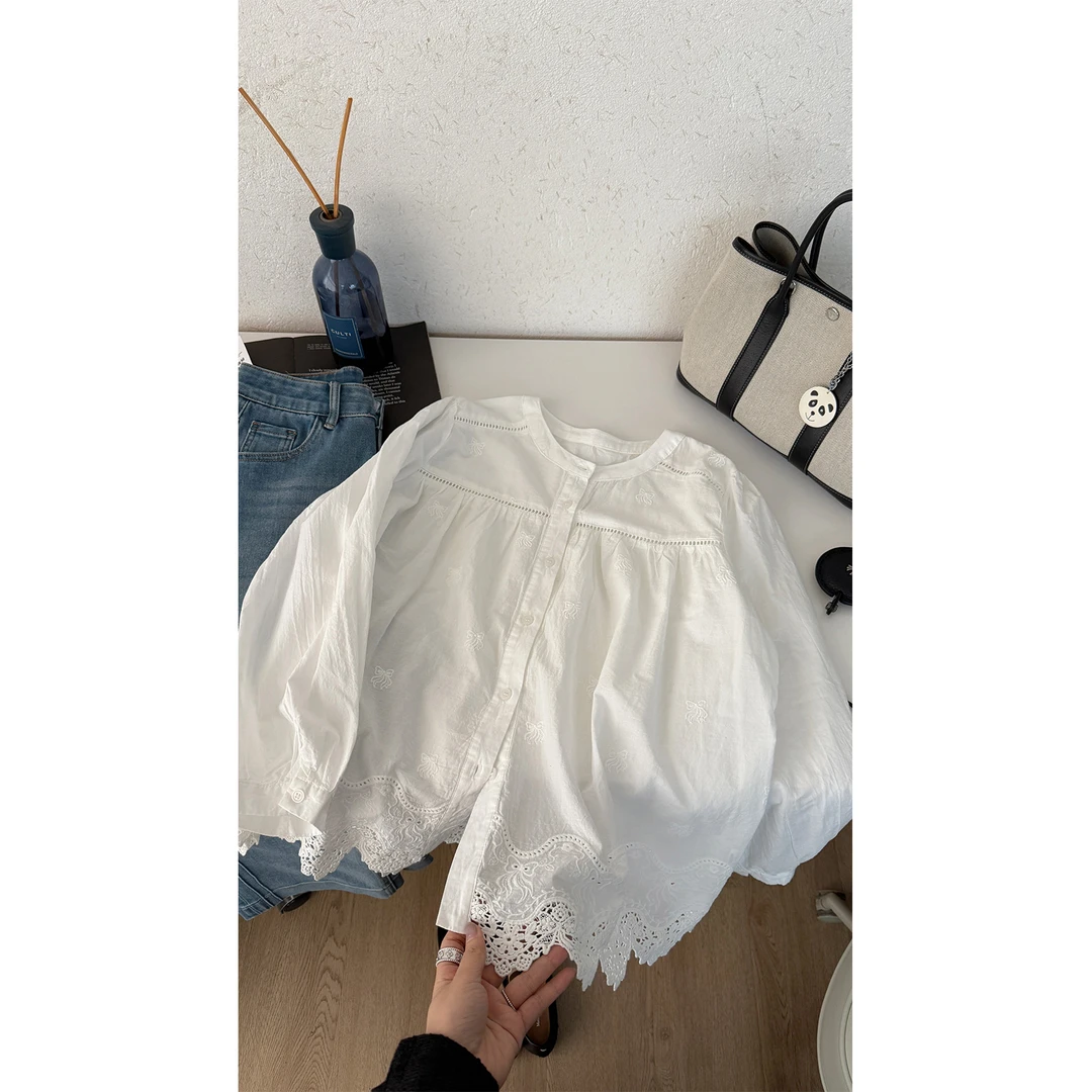 苏安家｜奶酥千层 面料要定很久！全棉水洗蕾丝小衫刺绣初恋白衬衫
