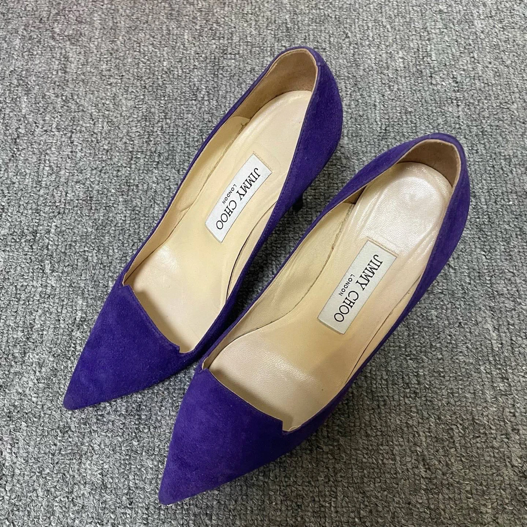 95新 JIMMY CHOO/吉米周 ROMY 尖头套脚细跟高跟鞋 35码/14449