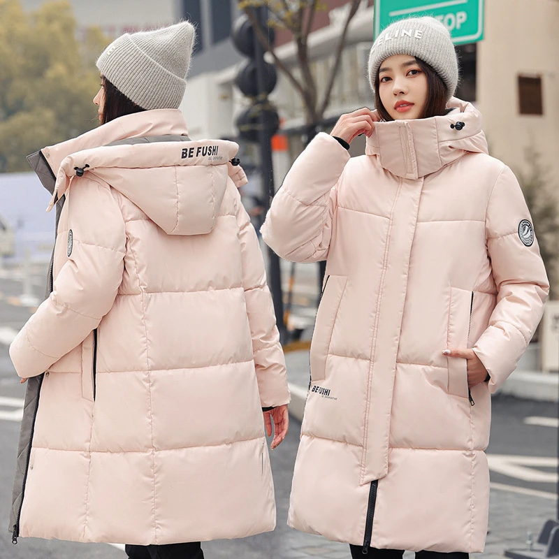 厚款专柜品质羽绒棉服女中长款韩版宽松时尚显瘦加厚防寒连帽冬季