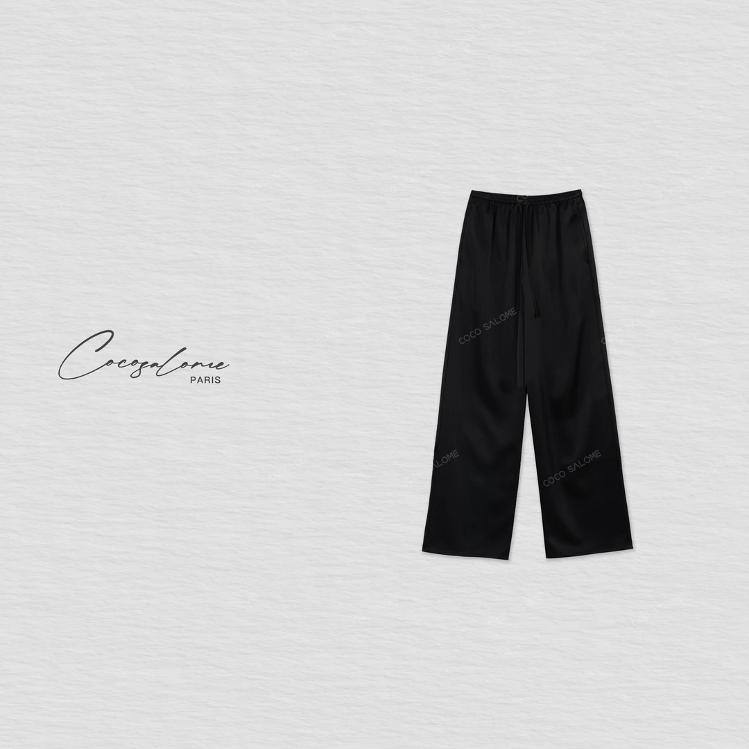 韩彬彬"极简阔腿裤"酸醋夏日穿搭极简百搭垂感阔腿休闲长裤5817-2