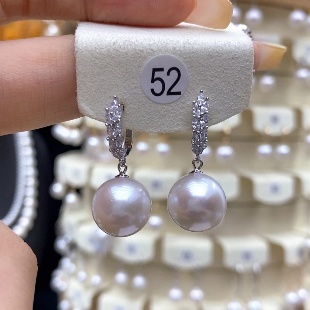 银S925镶嵌耳饰淡水珍珠