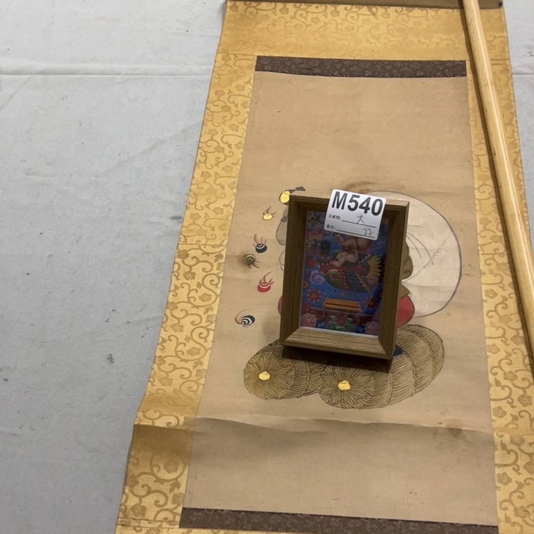 国画大*羊手绘临摹人物挂轴