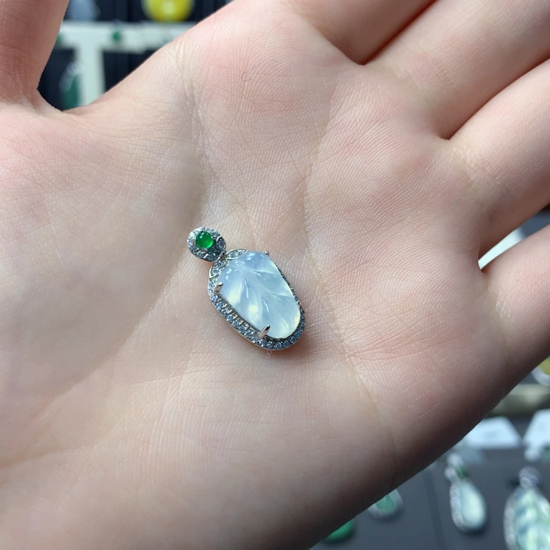 翡翠银S925镶嵌挂件