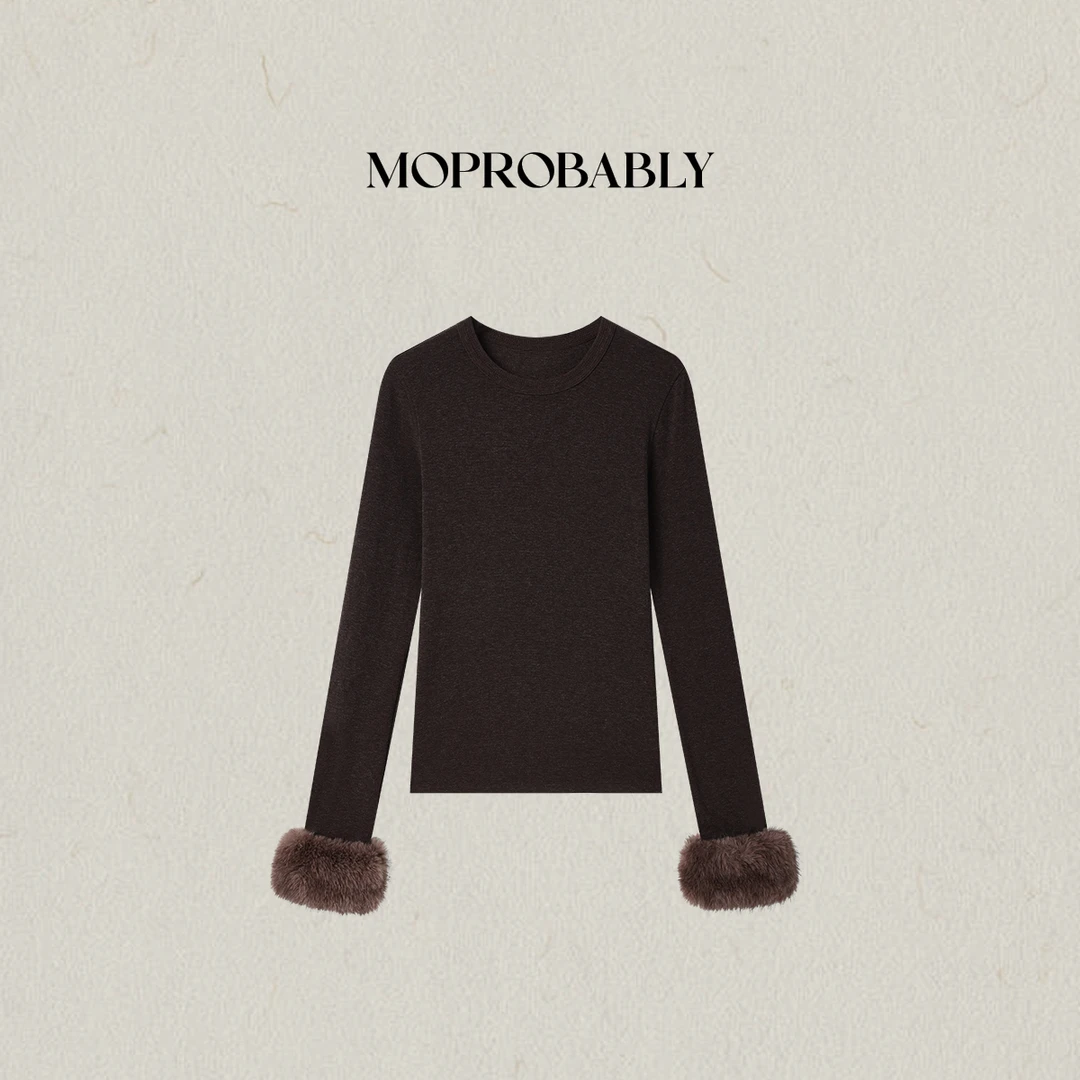 Moprobably李予诺 极简风时尚百搭圆领长袖T恤L5447064