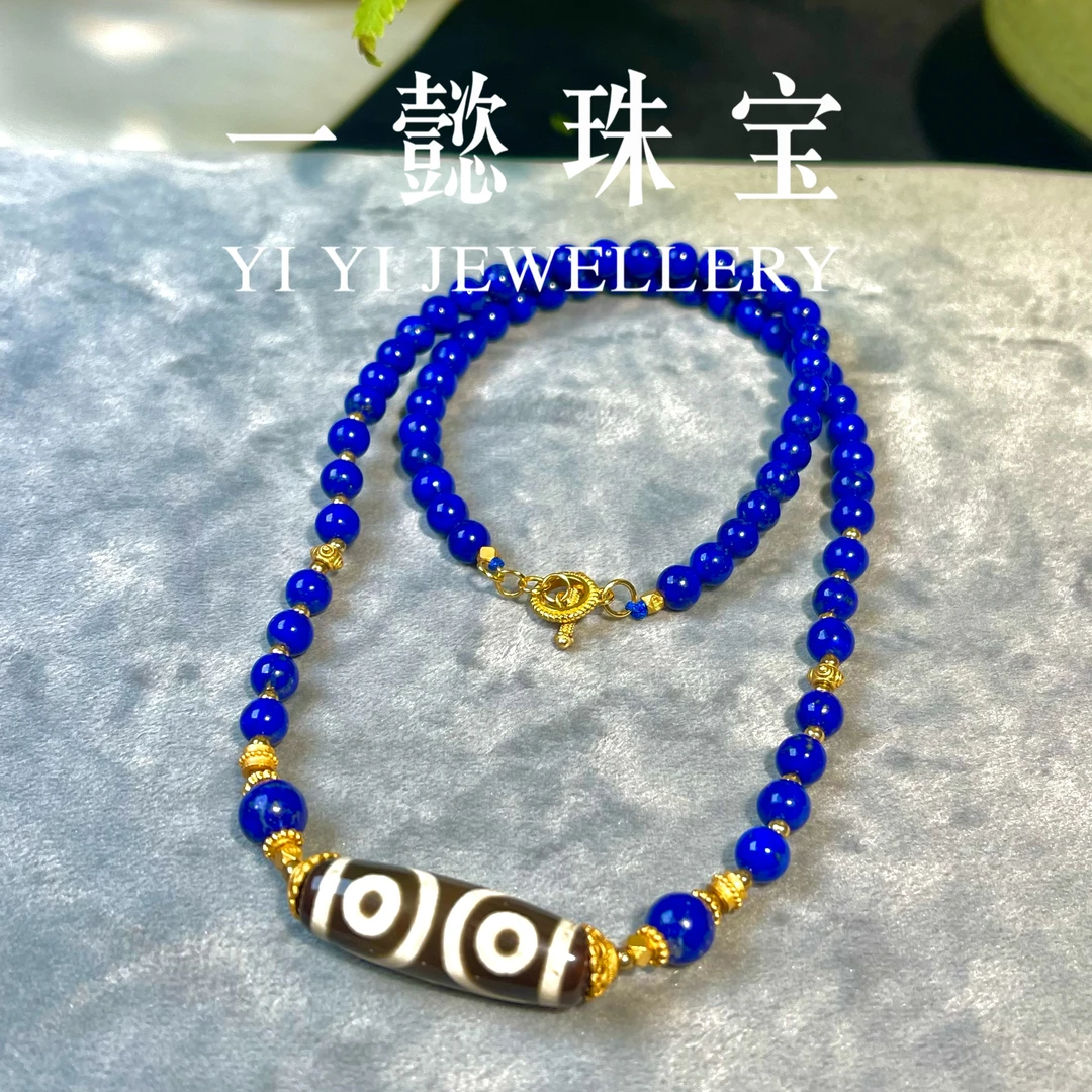 【一懿珠宝】手工青金石项链时尚气质小众款精美蓝色复古轻奢