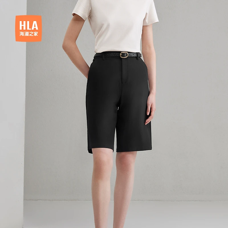 【商务通勤】HLA海澜之家西装短裤女24新纯色透气短裤女装春夏