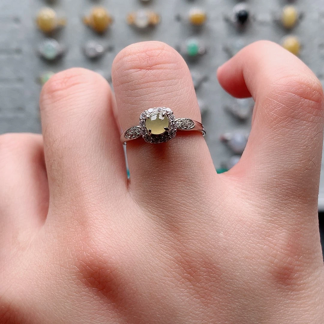 翡翠戒指银S925镶嵌0088