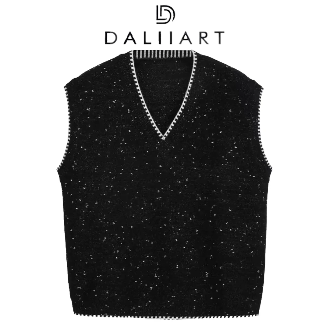 DALIART 金银豆纱 山羊绒收构边V领打底针织衫DLTX1493