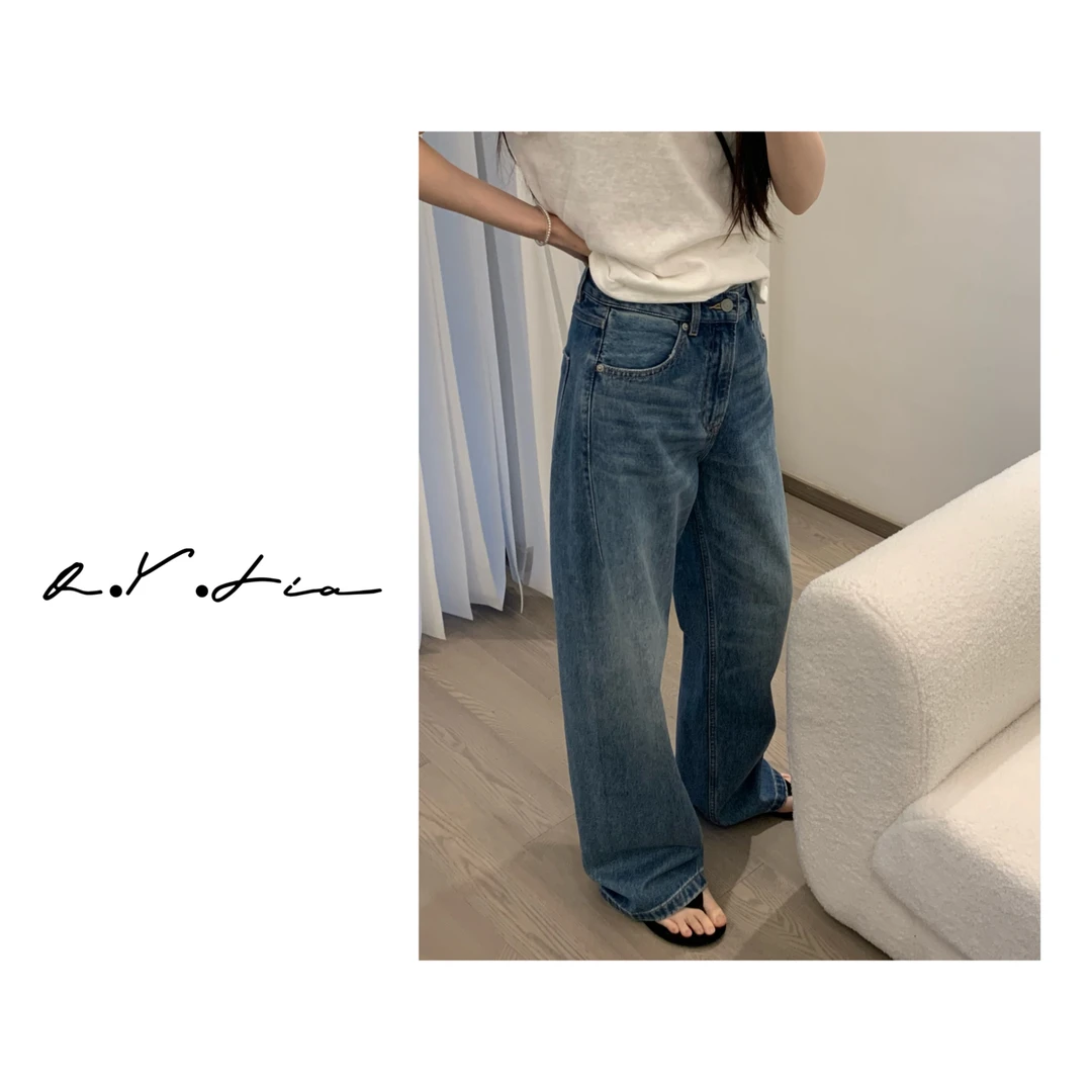 Oh！SUHUA▲ 春季匠蓝系列高腰一片式阔腿牛仔裤女