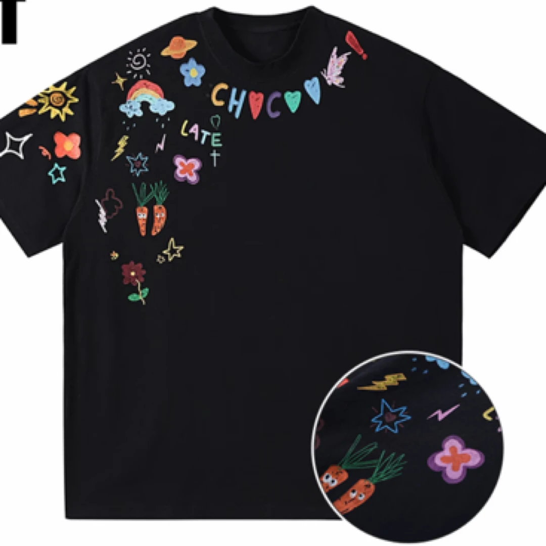 美式卡通印花高街男女同款短袖