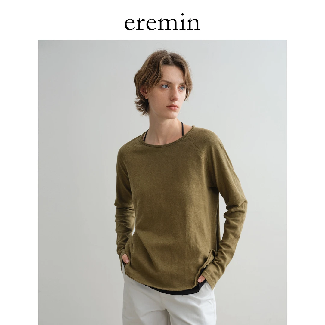 DE Mincollection灰绿竹节T/日系定纺纱双面磨毛透气竹节棉T40007