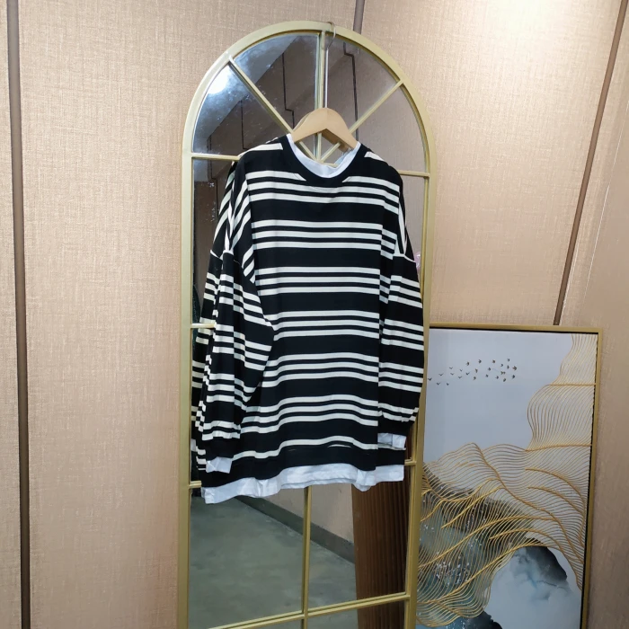 CN140孕妇黑色条纹卫衣L100-130 XL140 2XL150