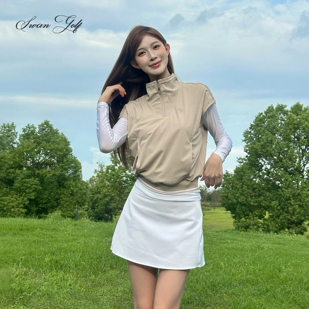 高尔夫服装女秋冬假两件立领厚款长袖T恤翻领可调节修身显瘦球服