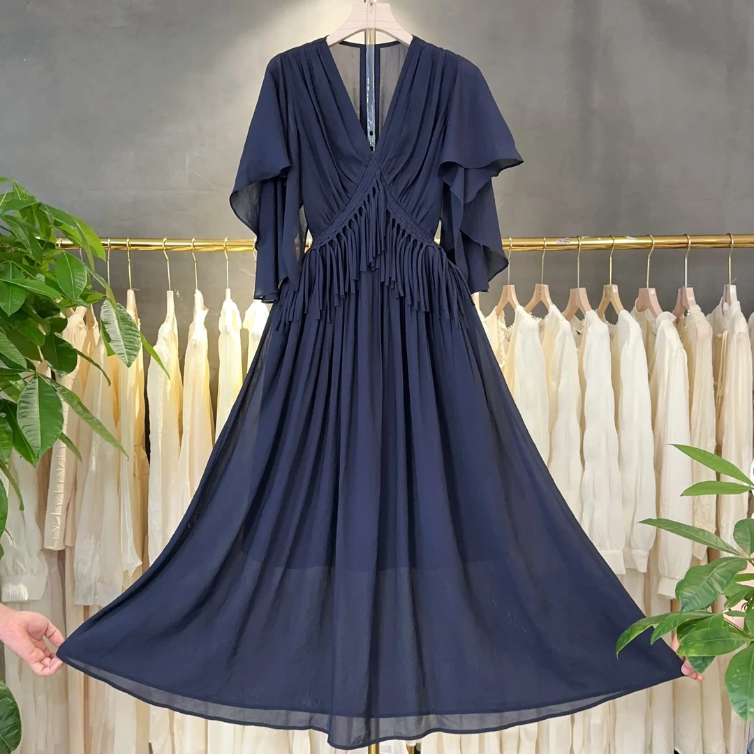 【RG6301】2025年新款气质轻奢时尚休闲优雅显瘦韩版不规则连衣裙