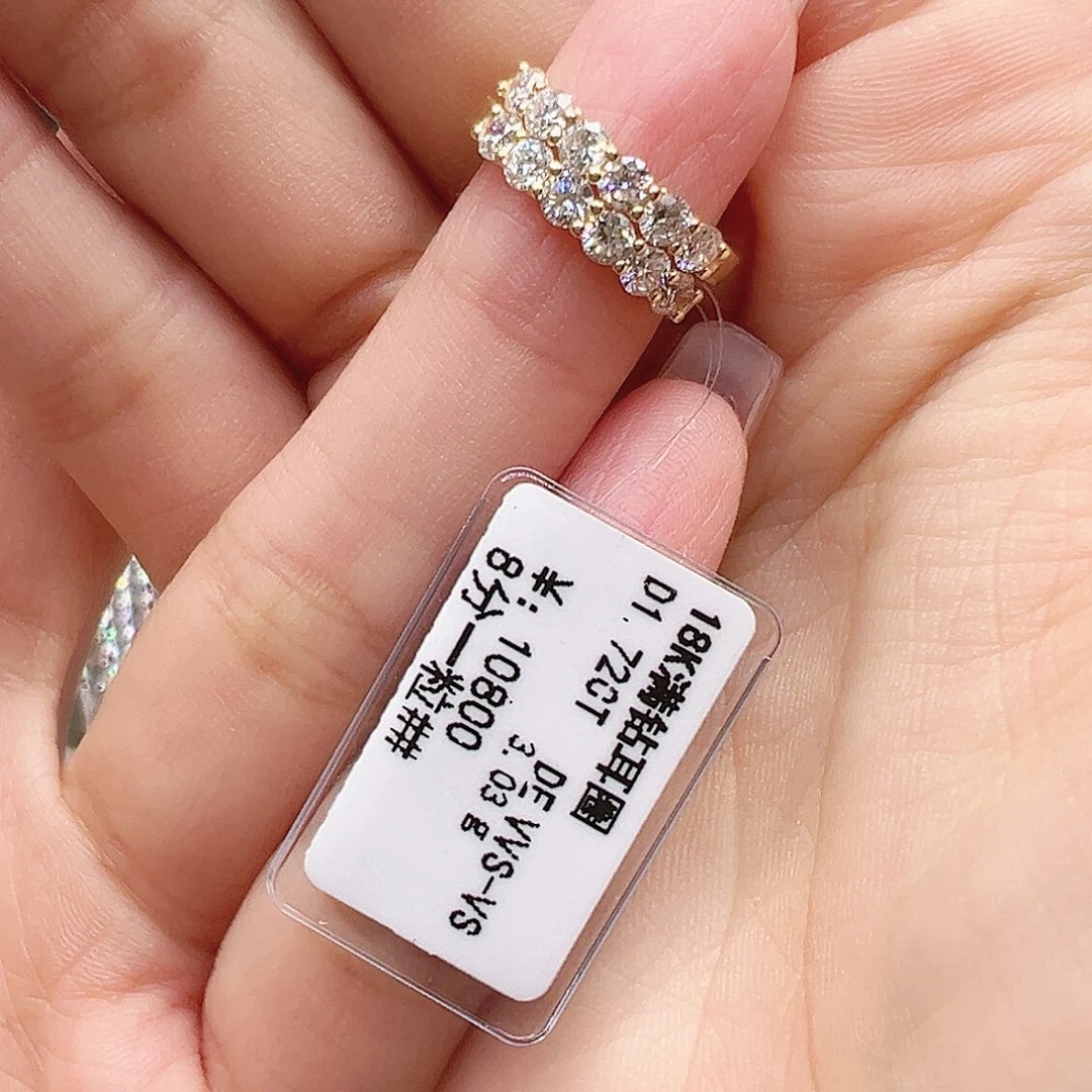 18K金镶嵌实验室培育钻石耳饰1.72ct K黄满钻耳圈