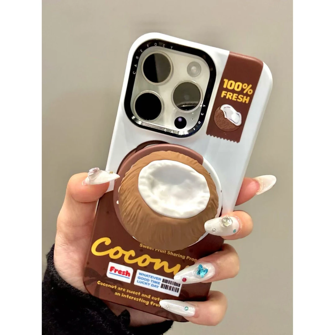 创意ins小清新椰子磁吸适用iphone16promax苹果15支架14/13菲林16