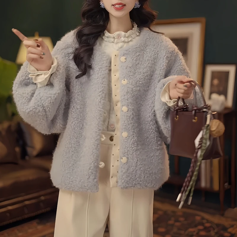 香朵儿【泛蓝日记】氛围感两面穿棉服外套女秋冬季气质加厚保暖棉衣