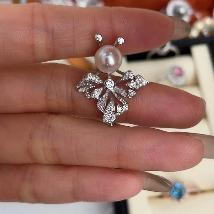 银S925镶嵌海水珍珠吊坠(不含链)