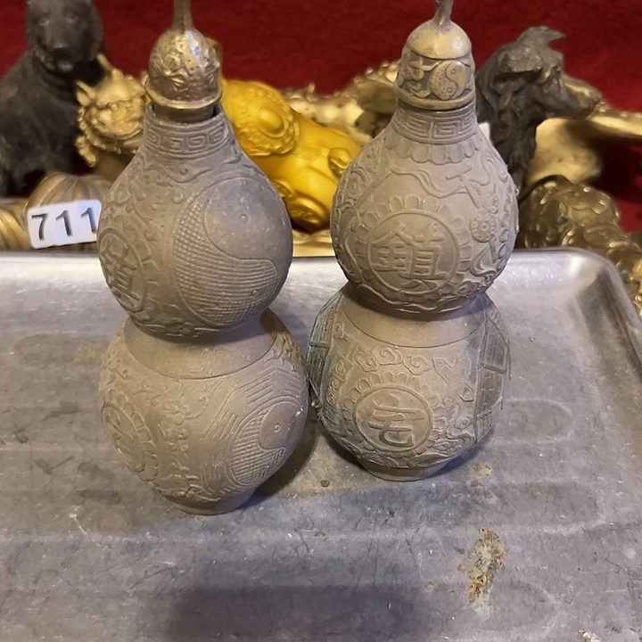 长***树黄铜摆件，文房工艺品摆件