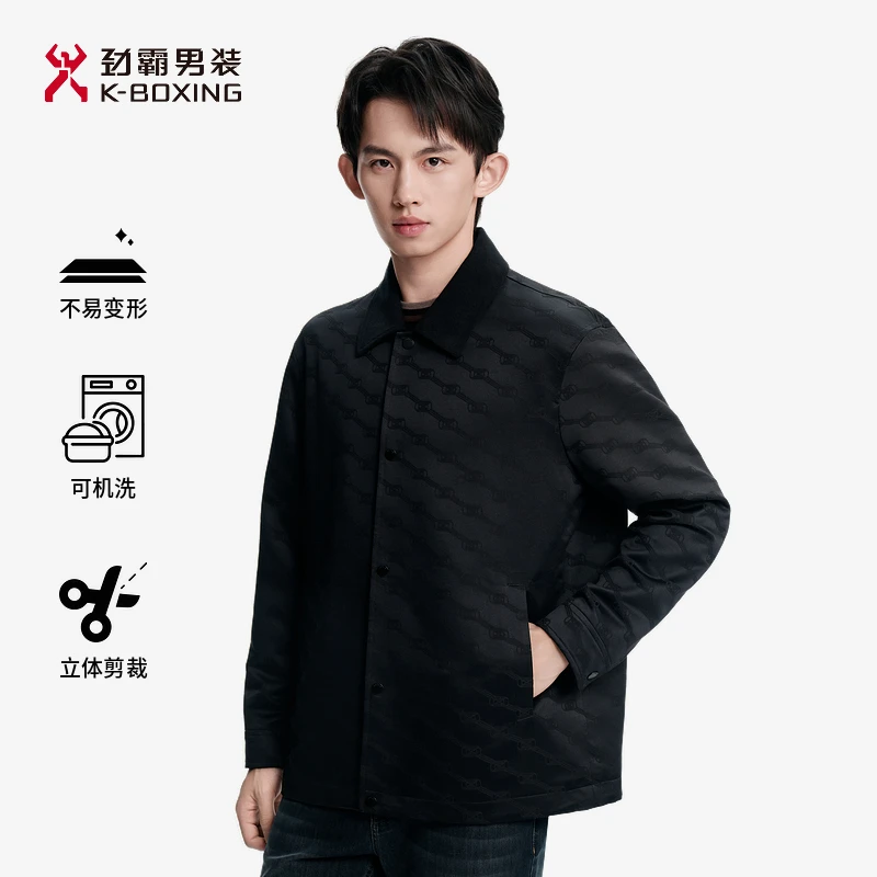 【立体剪裁】劲霸男装秋冬时尚印花短版翻领茄克│NKDN3368