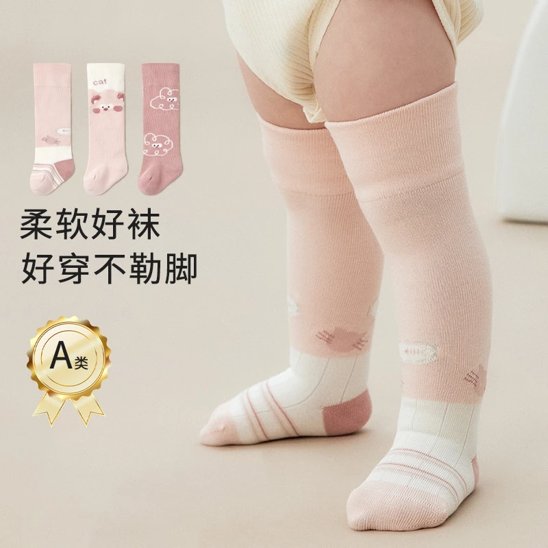 婴儿袜袜子过膝袜秋季卡通风常规SA类宝宝春秋卡通松口小耳朵长筒