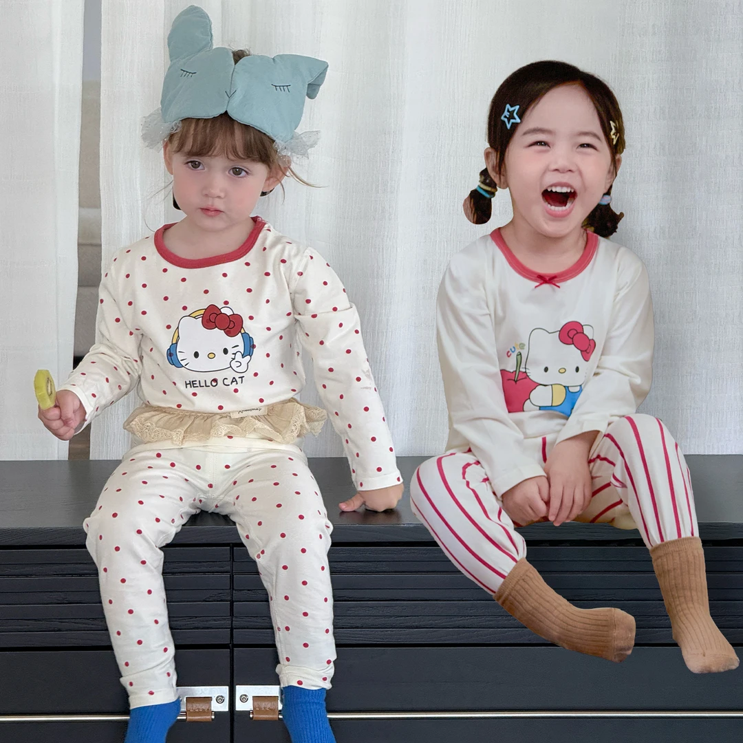 【200-300克】儿童秋冬新款A类韩系莱卡加厚保暖秋衣秋裤家居服套装