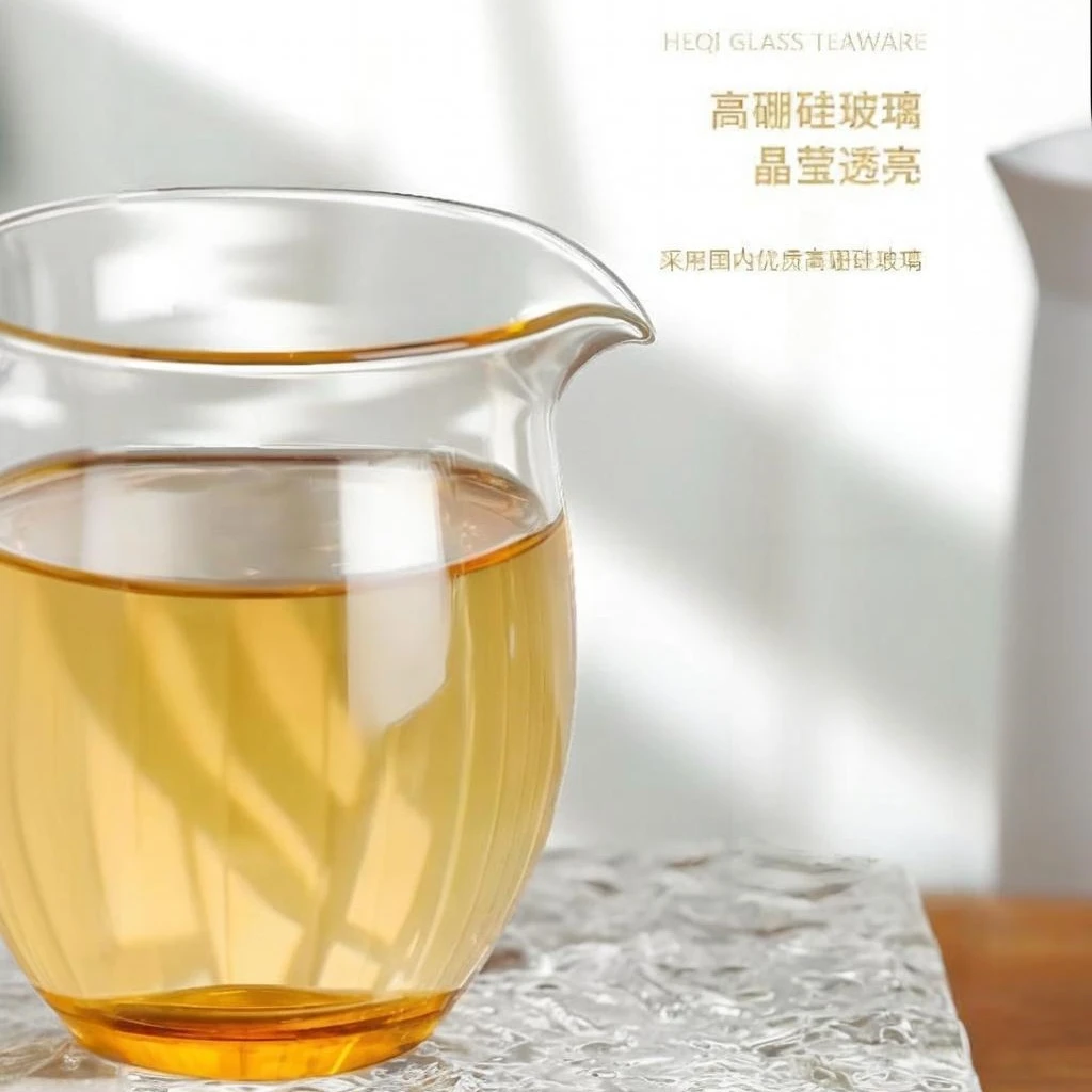 禾器晶彩温悦茶海高硼硅耐热玻璃无耳公道杯手工简约公杯分茶器