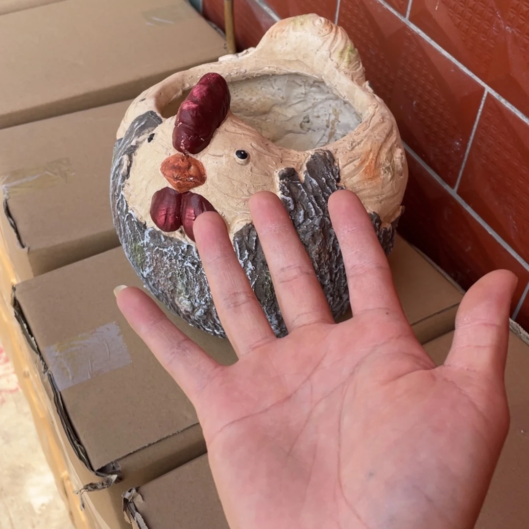 【闪购商品】氧化镁树皮母鸡盆摆件