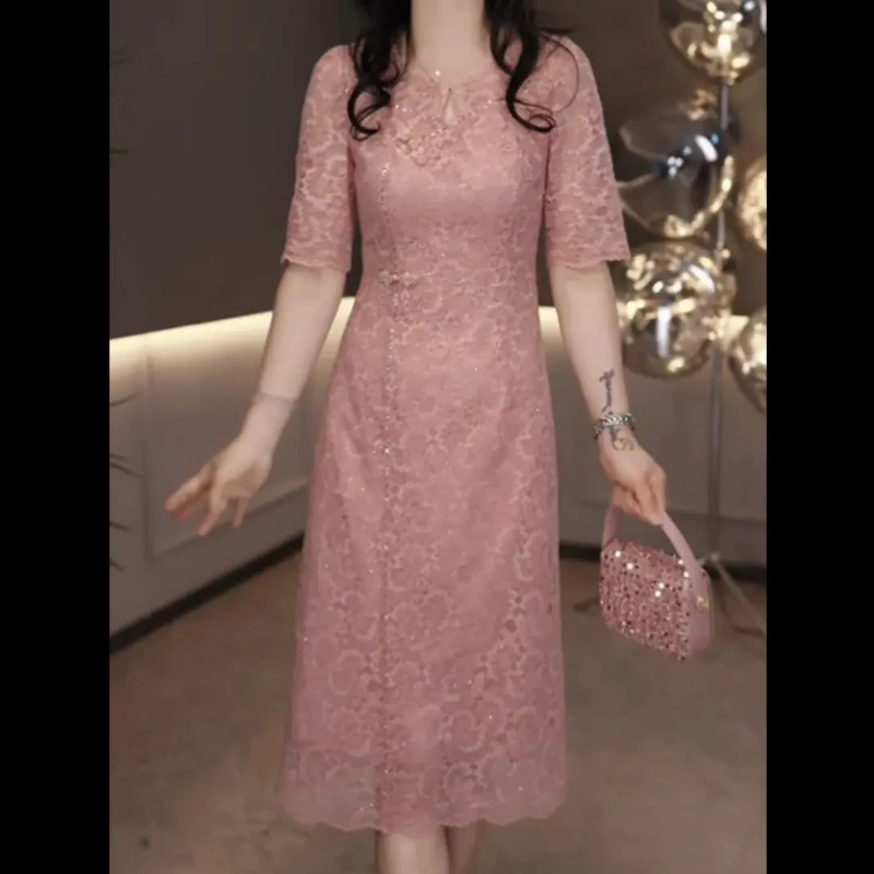 勇华玥上2025国风连衣裙早秋新款气质优雅时尚减龄收腰显瘦中长款