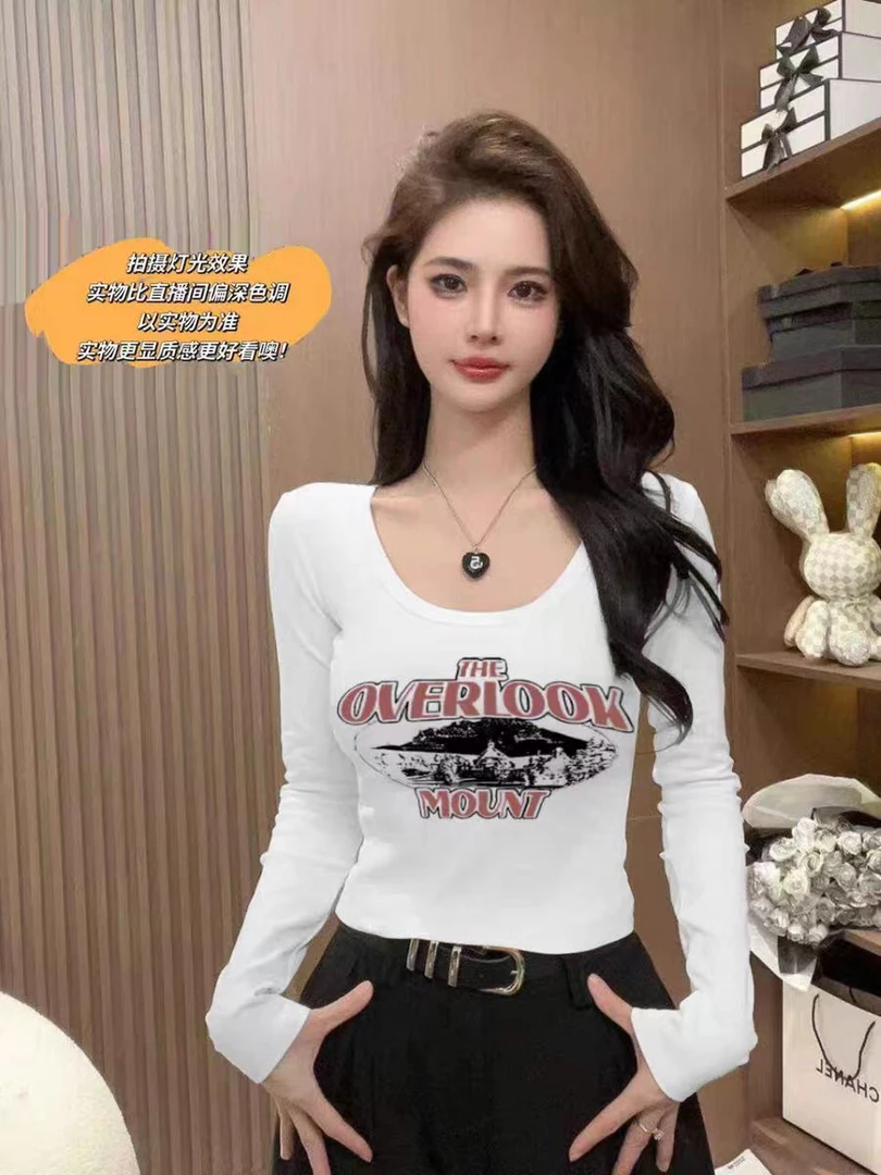 「英姿服饰」30白美式长袖印花短T-108