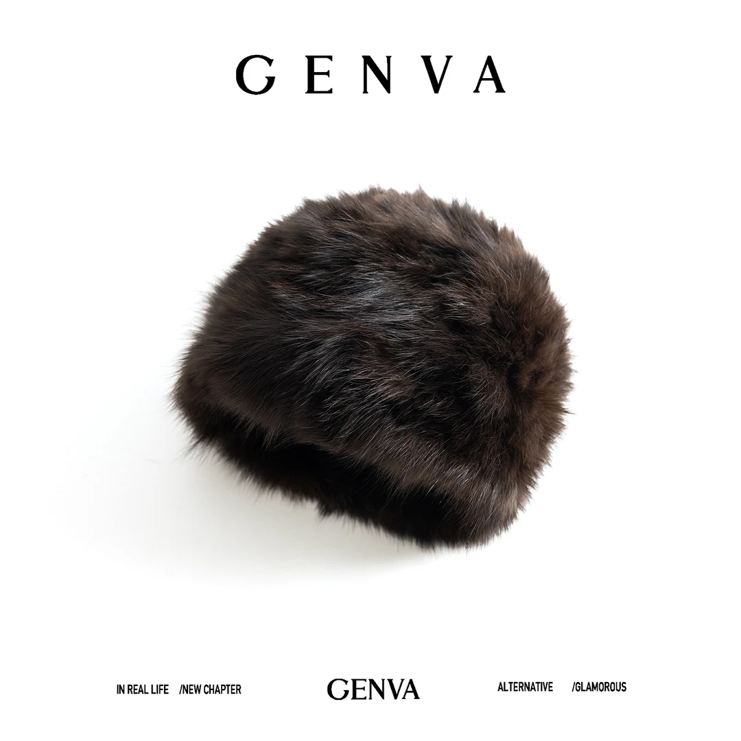 玖着“变奏曲”俄罗斯进口貂黑金农夫色手工双面编织帽子围巾