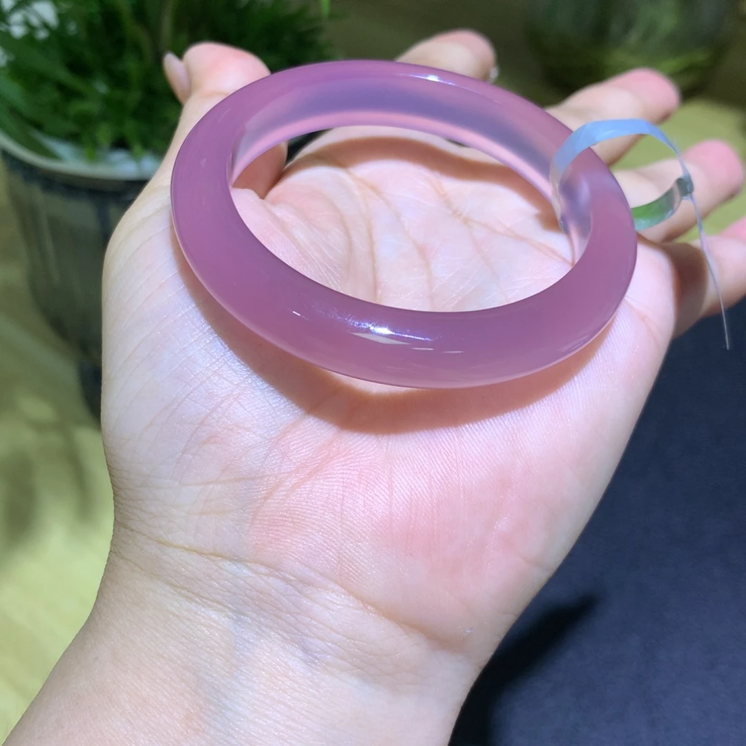 玛瑙/玉髓未镶嵌手镯莫奈紫正圈