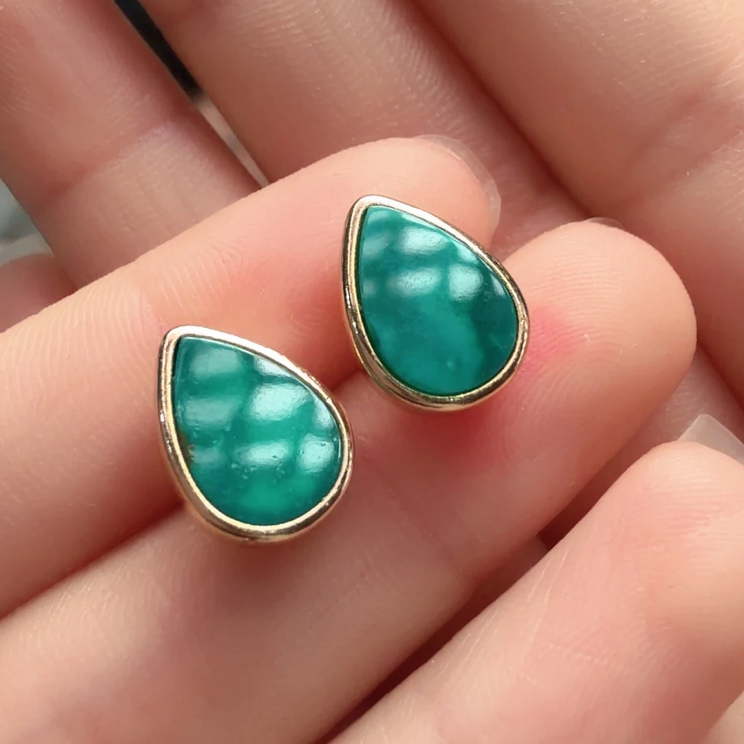 绿松石银S925镶嵌耳饰