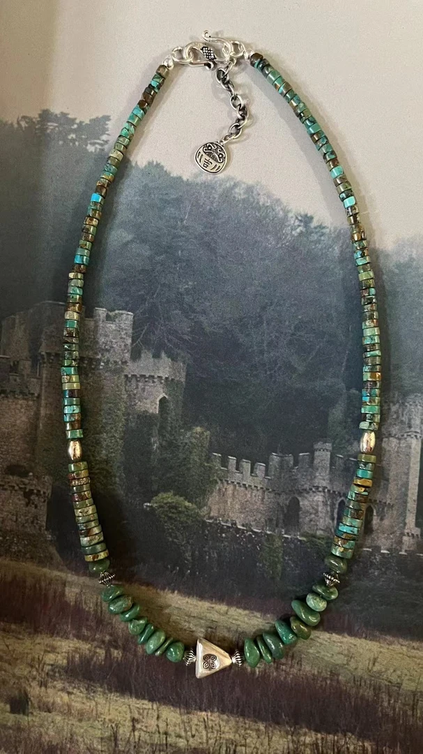 吊坠925银 X009-925银印第安古法手工塔型项链