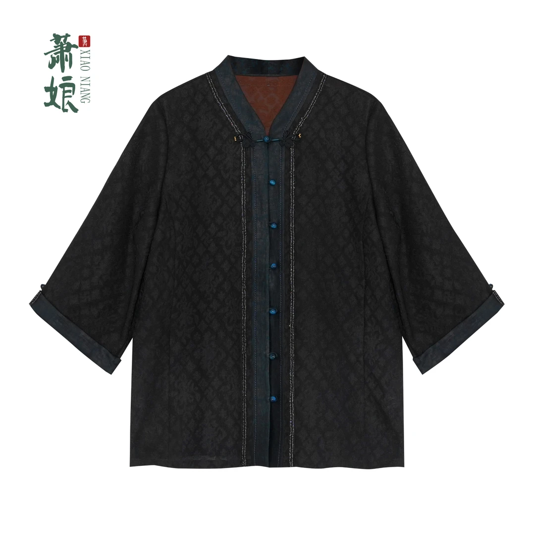 萧娘【靛烛】凤尾四经绞罗香云纱上衣新中式桑蚕丝女国风上衣5059