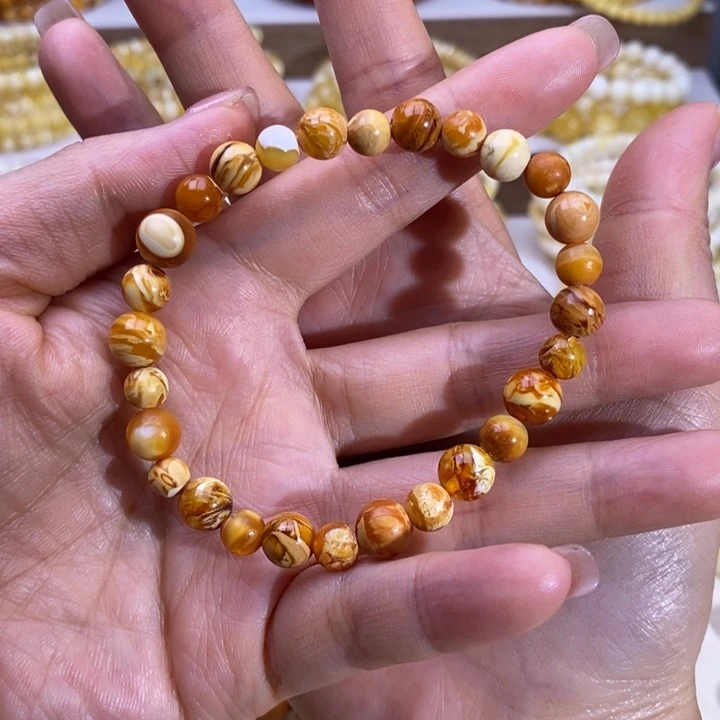 裸石琥珀未镶嵌M**X6-8mm+圆珠手串