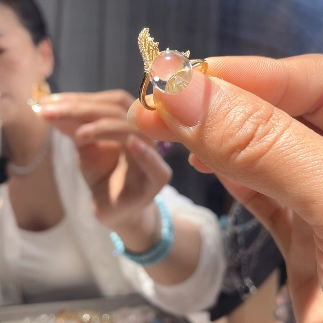 水晶戒指银S925镶嵌大气款