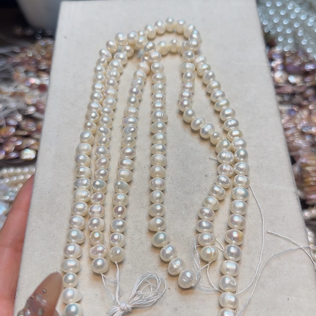 玛瑙/玉髓未镶嵌珠宝半成品淡水珍珠8-9mm一条