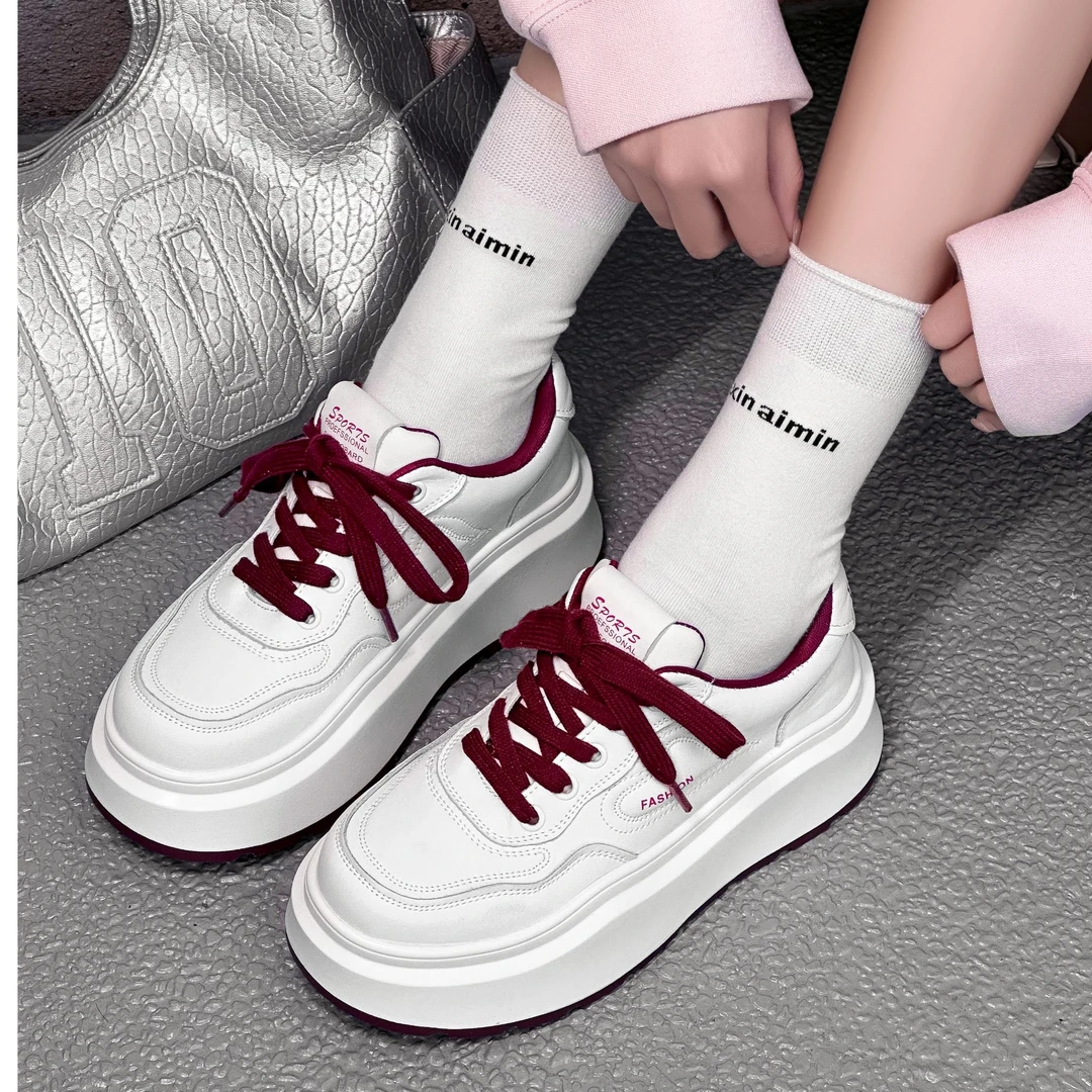 波浪厚底休闲时尚增高板鞋女潮流百搭韩版运动鞋低帮系带2502