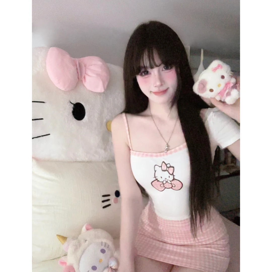 【反差kt】甜美可爱纯欲风性感辣妹斜肩连衣裙8033