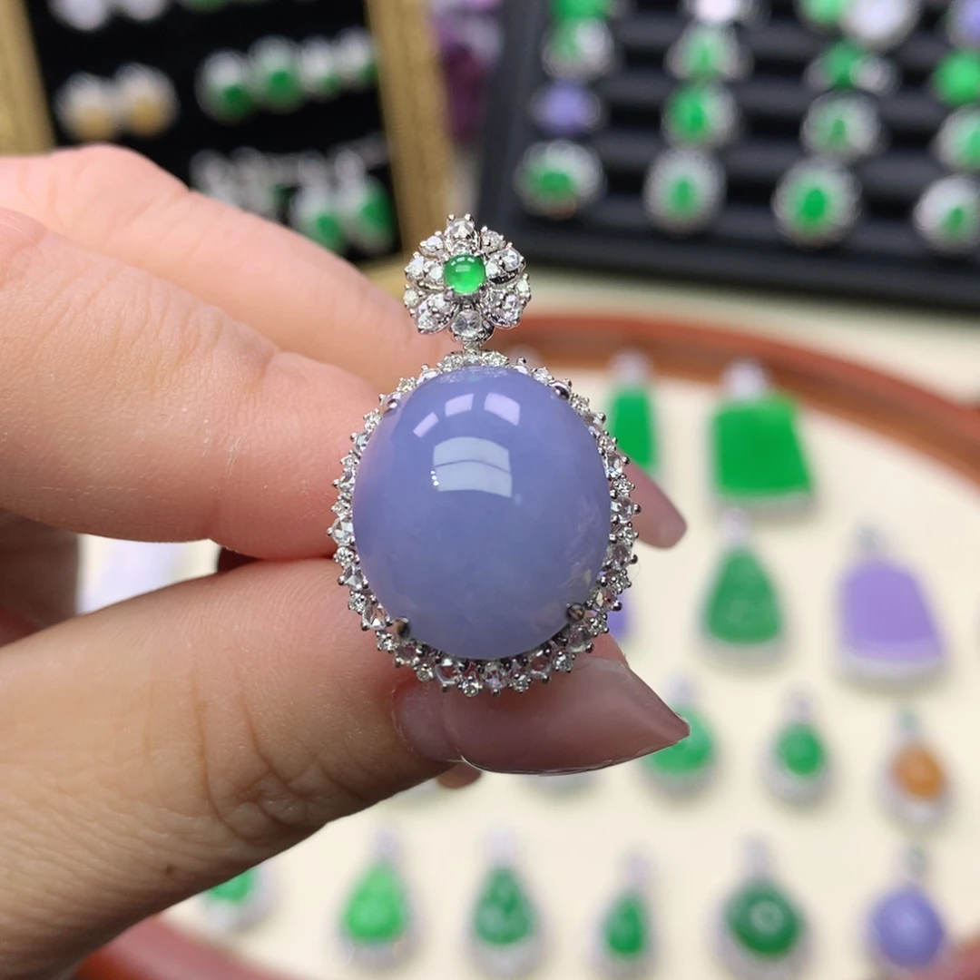 翡翠18K金镶嵌吊坠(不含链)