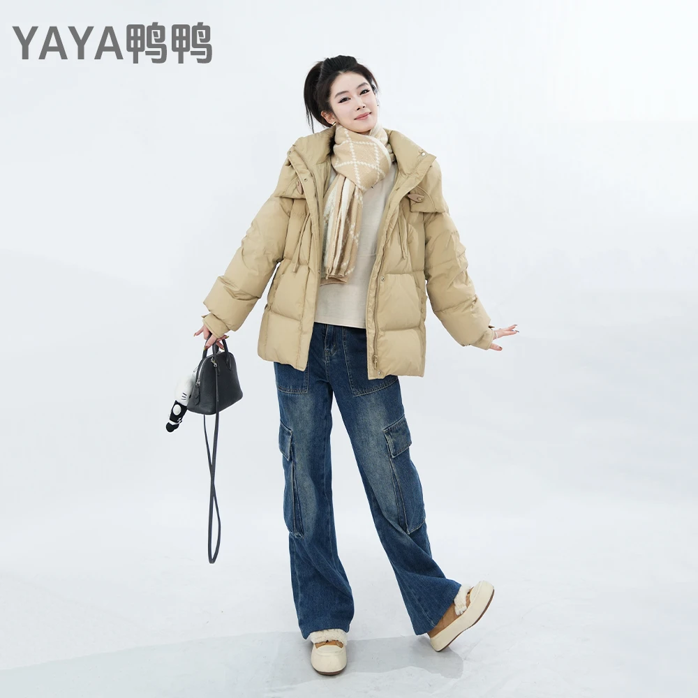 YAYA/鸭鸭羽绒服女款宽松简约百搭小个子保暖厚外套YE4B605782H