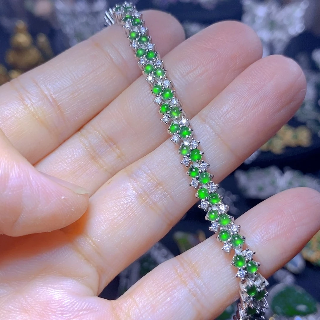翡翠银S925镶嵌吊坠(不含链)天然翡翠