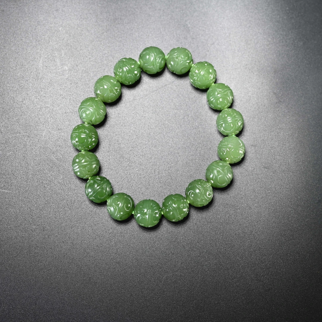 Lot8802 2510090072和田玉碧玉手串/保利